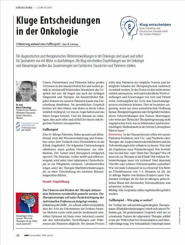 Ausgabe 07, ET 14.04.2022: Kluge Entscheidungen in der Onkologie